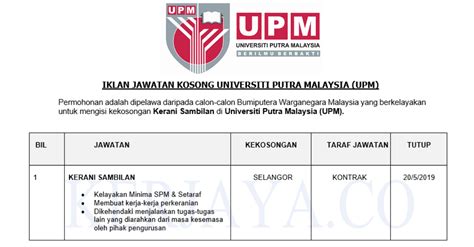 It was formerly known as universiti pertanian malaysia or agricultural university of malaysia. Iklan Jawatan Kosong Upm