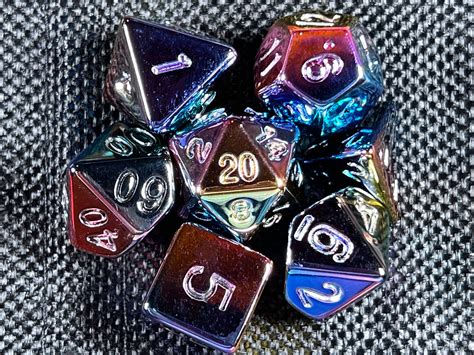 Rainbow Chrome Dnd Dice Set For Dungeons And Dragons D20 Tt Etsy Canada