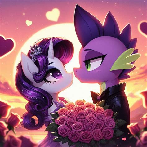 Spike And Rarity Kissing After There Date By Stitchfan08steven On