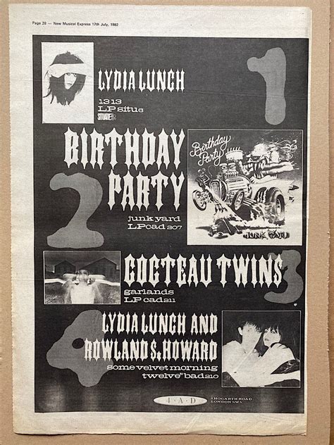 garlands junkyard b de cocteau twins birthday party 4ad póster cartel con rockofages ref