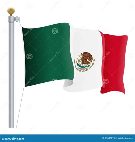 Waving Mexico Flag Isolated On A White Background Vector Illustration