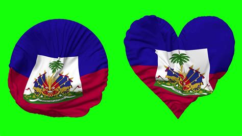 haiti flag in heart and round shape waving seamless looping looped waving slow motion flag