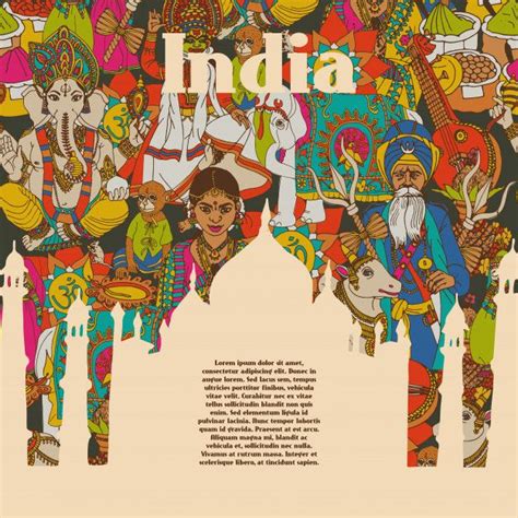Free Vector India Cultural Symbols Patterns Poster India Poster