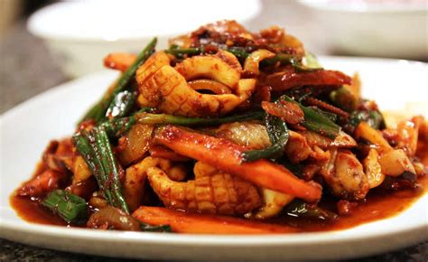 Korean Food Photo Spicy Stir Fried Squid