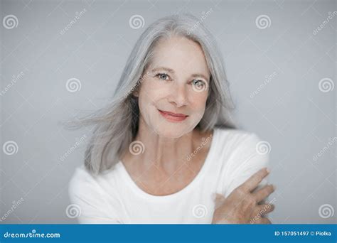 Stunning Beautiful And Self Confident Best Aged Woman With Grey Hair Stock Image Image Of Aged