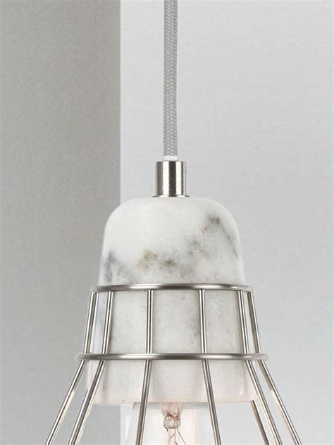 Ando 1 Light Pendant In Marble Brushed Chrome Cage Ceiling Pendant
