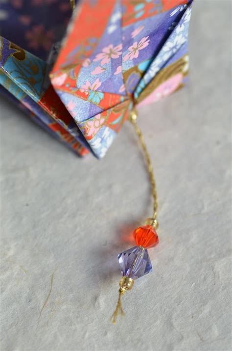 Origami Crane Hanging Ornament Lavender Japanese Paper Hand Etsy