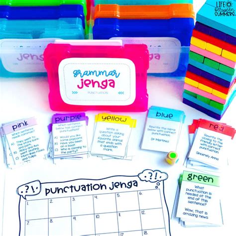 Any leftover cards are scored as penalty points: Jenga Game Cards: Engaging Math & Literacy Center ...