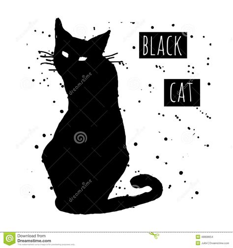 Hand Drawn Vector Illustration Of Cute Black Cat Stock