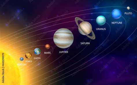 Planets Of The Solar System Vector 3d Realistic Space Planet Set In