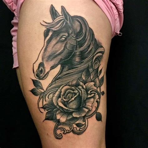 Dynamic And Feminine Tattoo Design For Women Horse Tattoo Tattoos
