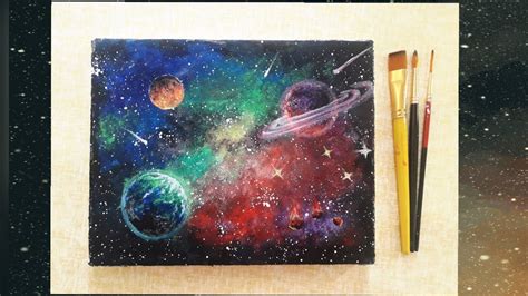 How To Paint Galaxy With Acrylic Colors Solar System Planets Easy