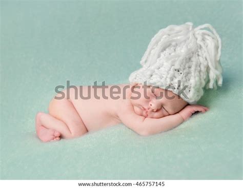 Cute Newborn Baby Naked Big Hat Stock Photo Edit Now