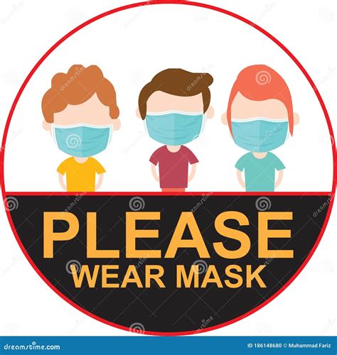 Please Wear Face Mask Signage Vector Illustration Stock Vector
