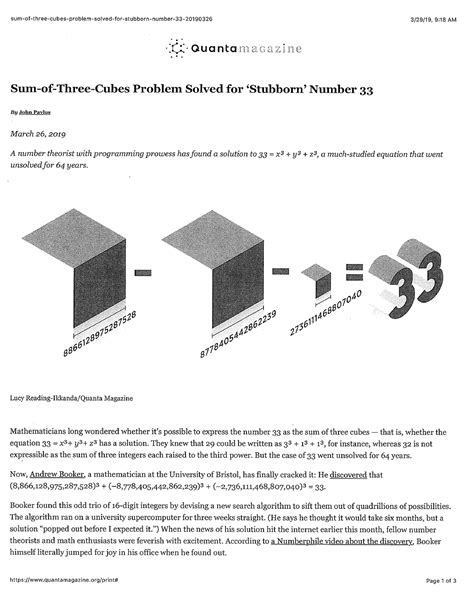 Sum Of Three Cubes Article Math 225 Studocu