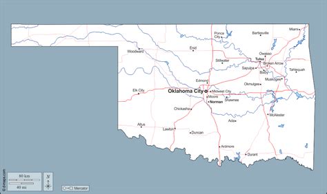 Oklahoma Free Map Free Blank Map Free Outline Map Free Base Map