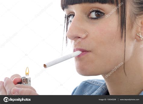 Young Woman Smoking Cigarette — Stock Photo © Philipimage 139345206