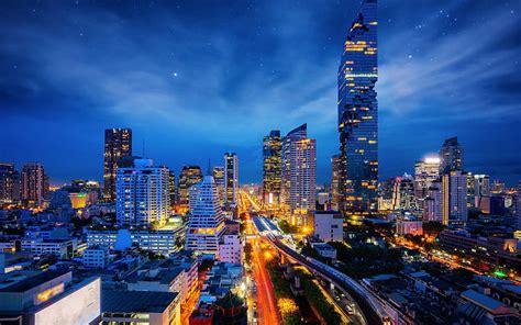 1080p Descarga Gratis Bangkok Tailandia Noche Luces De La Ciudad