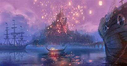 Tangled Castle Disney Wallpapers Lanterns Desktop Rapunzel