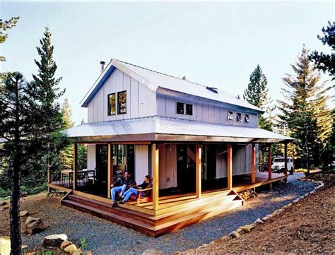 Cosy Metal Building Cabin W Wrap Around Porch Plans Available