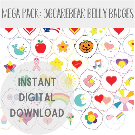 Mega Bundle 36 Care Bear Belly Badge SVG PNG Designs w/ | Etsy