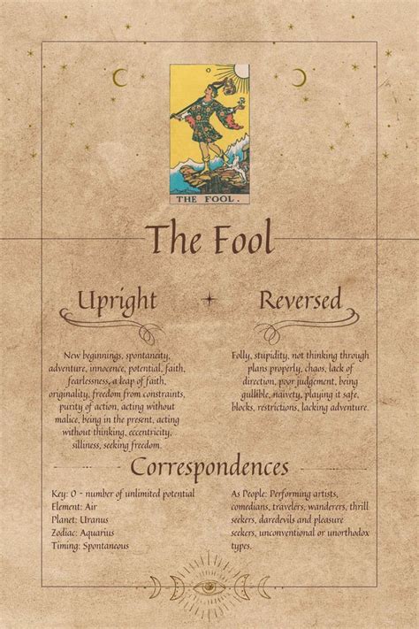 The Fool Upright New Beginnings Spontaneity Adventure Innocence