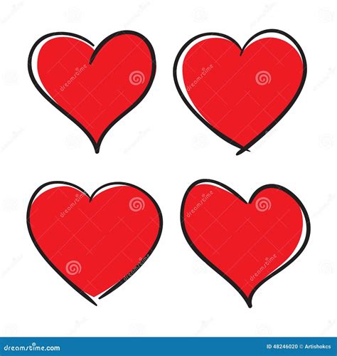 Set Of Hand Drawn Hearts Stock Vector Illustration Of Icon 48246020