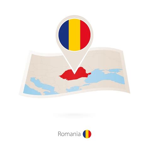 Premium Vector Folded Paper Map Of Romania With Flag Pin Of Romania