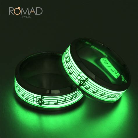anillo de acero inoxidable de titanio 316 nota musical de color dorado y plateado anillos que
