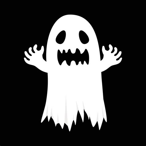 Halloween Scary White Ghost Design On A Black Background Ghost With