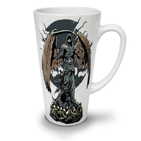 Evil Grim Reaper New White Tea Coffee Ceramic Latte Mug 17 Oz