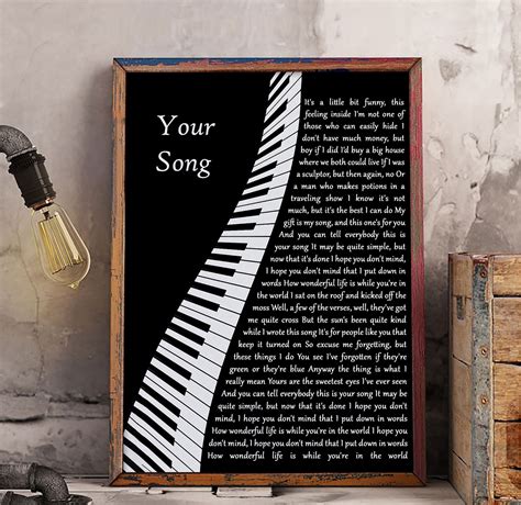 Elton John Your Song Lyrics Poster Your Song Song Elton John Etsy
