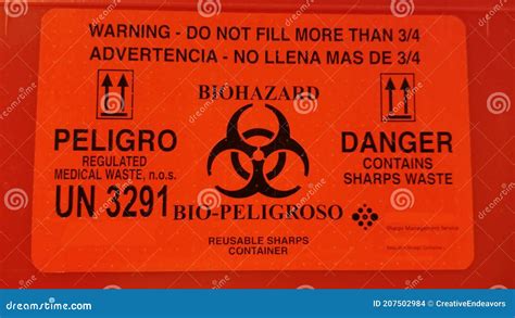 Bright Red Biohazard Symbol Sign For Labeling Hospital Waste Stock