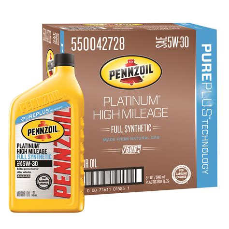 Pennzoil Platinum High Mileage 5w 30 Motor Oil 1 Qt 071611015738