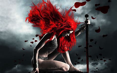 Wallpaper Illustration Redhead Fantasy Art Fantasy Girl Anime Red Sword Warrior