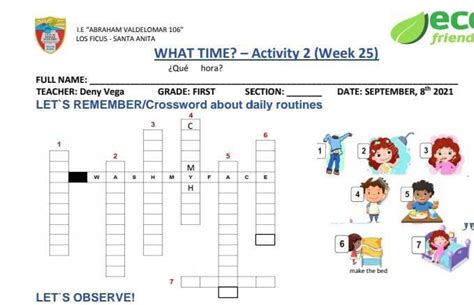 Let S Remember Crossword About Daily Routines Ayuda Es Para Hoy