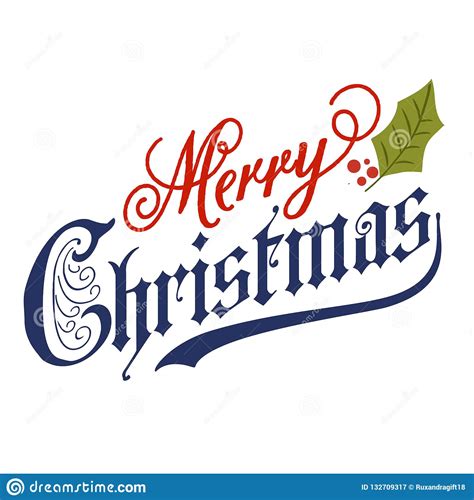 Hand Lettering Merry Christmas Message Stock Vector - Illustration of artistic, message: 132709317