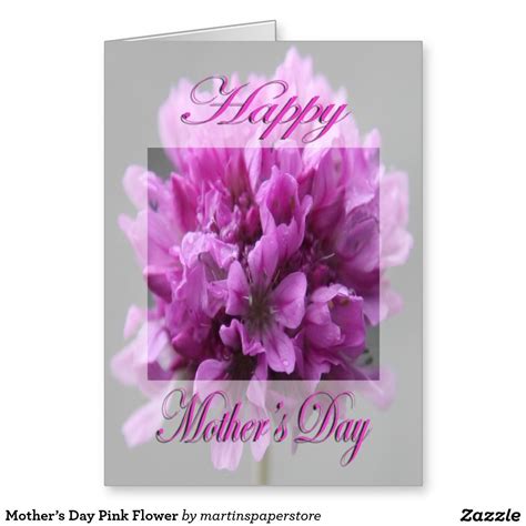 Mothers Day Pink Flower Greeting Card Mothers Day Cards Happy Mothers Day Personalized Card