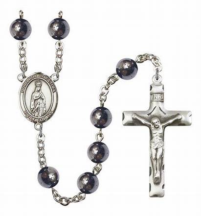 Rosary Fatima Lady Hematite Beads