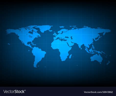 Blue World Map Digital Technology Background Vector Image