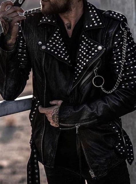 Metal Spiked Punk Style Leather Handmade Jacket For Men Etsy