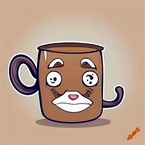 Funny Cartoon Cup Of Coffee With A Hilarious Face