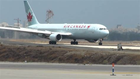 Air Canada Boeing 763 Landing And Taxing To The Gate At Bengurion