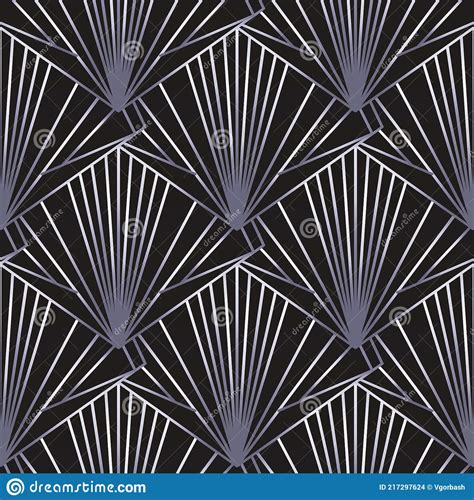 Art Deco Style Geometric Seamless Pattern In Black And Silver Vector