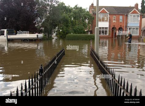 Flooded Tewkesbury Road In Longford Area Of Gloucester England July