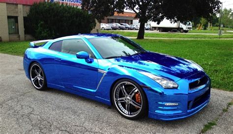 Nissan Gt R Wrapped In Blue Chrome Autoevolution