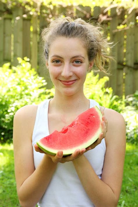 Eating Watermelon Stock Image Image Of Teenager Background 25057847