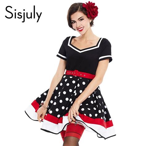 Aliexpress Com Buy Sisjuly Women Pin Up Vintage Dress Polka Dot Sashes Retro Luxury Dresses