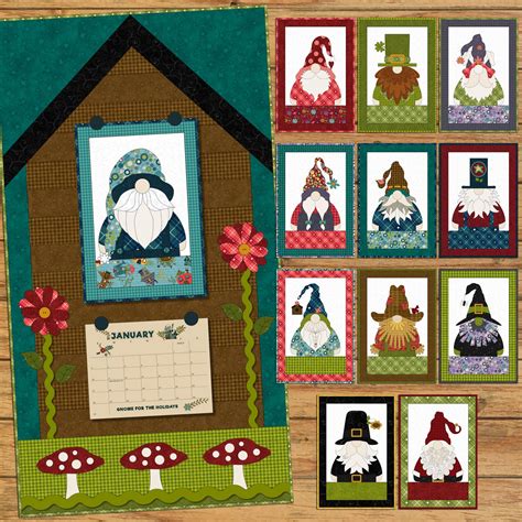 Gnome For The Holidays Calendar Applique Quilt