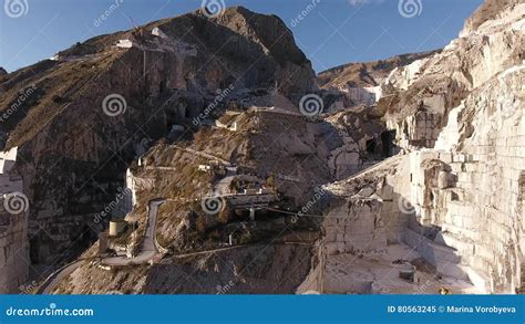 Aerial Shot The Worlds Famous Carrara Marble Caves With The Soft